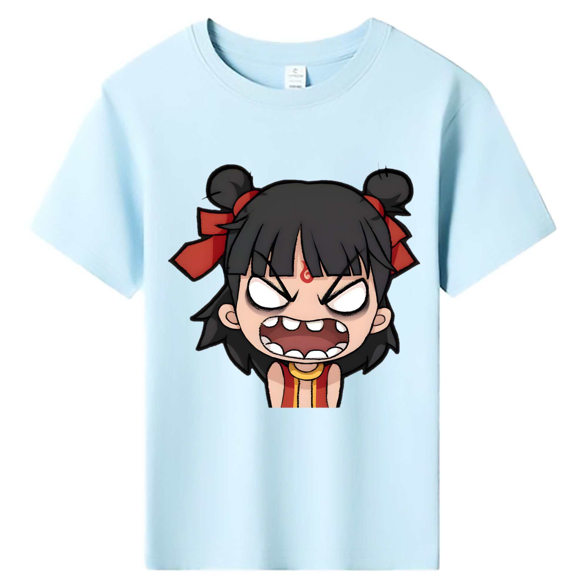 （画像用） Ne Zha 2 ナタ 魔童の大暴れ 綿100％キッズTシャツ（フロントプリント）